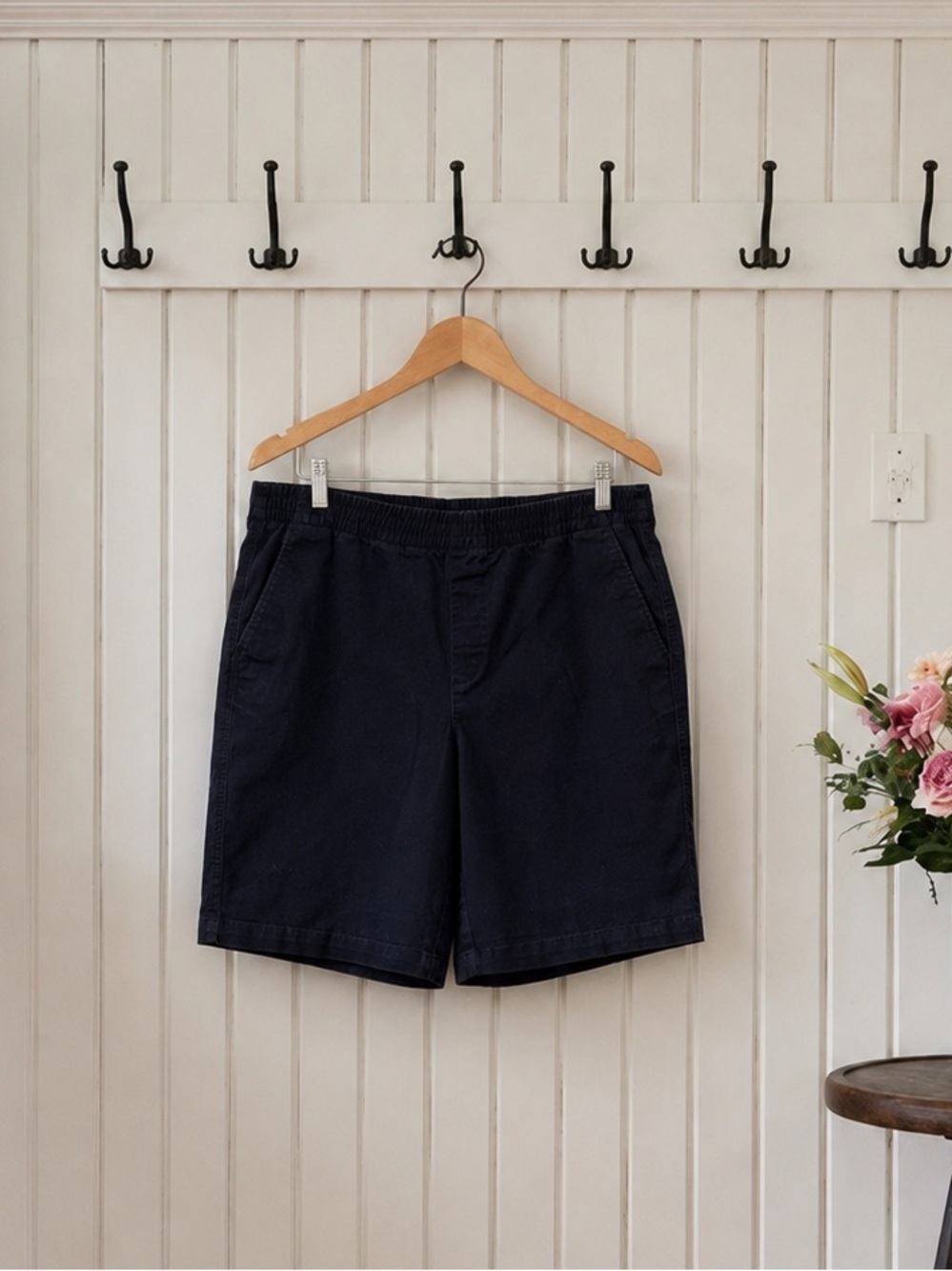 Lands' End Women's Black Elastic-Waist Cotton Shorts